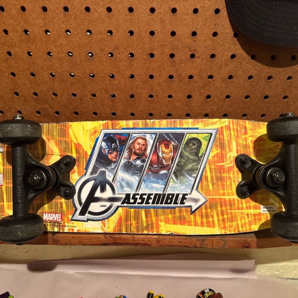 Marvel Avengers 'Assemble' Skateboard Deck - Bright Yellow/Orange Graphics